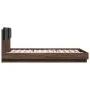 Oak brown engineered wood bed with headboard 120x200 cm by , Beds and slatted bases - Ref: Foro24-3209932, Price: 165,83 €, D...