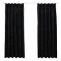 Cortinas opacas con ganchos 2 pzas terciopelo negro 140x175 cm