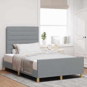 Estructura de cama con cabecera Gris claro 120 x 190 cm tela