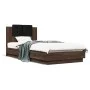 Oak brown engineered wood bed with headboard 100x200 cm by , Beds and slatted bases - Ref: Foro24-3209939, Price: 158,46 €, D...