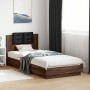 Oak brown engineered wood bed with headboard 100x200 cm by , Beds and slatted bases - Ref: Foro24-3209939, Price: 160,25 €, D...