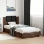 Oak brown engineered wood bed with headboard 100x200 cm by , Beds and slatted bases - Ref: Foro24-3209939, Price: 158,46 €, D...
