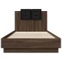 Oak brown engineered wood bed with headboard 100x200 cm by , Beds and slatted bases - Ref: Foro24-3209939, Price: 158,46 €, D...