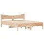 White pine wood bed frame with headboard 150x200cm by , Beds and slatted bases - Ref: Foro24-3216366, Price: 169,88 €, Discou...