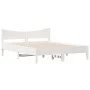 Bed frame with white pine wood headboard 160x200 cm by , Beds and slatted bases - Ref: Foro24-3216364, Price: 200,70 €, Disco...