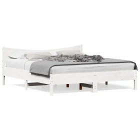 Estructura de cama con cabecero madera de pino blanco 200x200cm de , Camas y somieres - Ref: Foro24-3216358, Precio: 217,26 €...