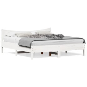 White pine wood bed frame with headboard 200x200cm by , Beds and slatted bases - Ref: Foro24-3216358, Price: 220,07 €, Discou...