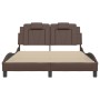 Bed frame with LED lights brown synthetic leather 120x200 cm by , Beds and slatted bases - Ref: Foro24-3214010, Price: 194,07...