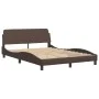 Bed frame with LED lights brown synthetic leather 120x200 cm by , Beds and slatted bases - Ref: Foro24-3214010, Price: 194,35...