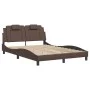 Bed frame with LED lights brown synthetic leather 120x200 cm by , Beds and slatted bases - Ref: Foro24-3214010, Price: 194,35...