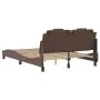 Bed frame with LED lights brown synthetic leather 120x200 cm by , Beds and slatted bases - Ref: Foro24-3214010, Price: 194,35...