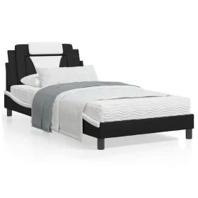 Bed frame with LED synthetic leather black white 100x200 cm by , Beds and slatted bases - Ref: Foro24-3214006, Price: 131,74 ...