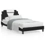 Estructura cama con LED cuero sintético negro blanco 100x200 cm de , Camas y somieres - Ref: Foro24-3214006, Precio: 131,71 €...