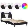 Bettgestell mit LED Kunstleder schwarz weiß 100x200 cm von , Betten und Lattenroste - Ref: Foro24-3214006, Preis: 133,44 €, R...