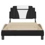 Estructura cama con LED cuero sintético negro blanco 100x200 cm de , Camas y somieres - Ref: Foro24-3214006, Precio: 131,71 €...