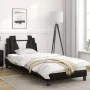 Bed frame with LED synthetic leather black white 80x200 cm by , Beds and slatted bases - Ref: Foro24-3213985, Price: 121,15 €...