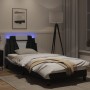 Bed frame with LED synthetic leather black white 80x200 cm by , Beds and slatted bases - Ref: Foro24-3213985, Price: 138,04 €...