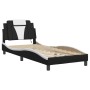 Bed frame with LED synthetic leather black white 80x200 cm by , Beds and slatted bases - Ref: Foro24-3213985, Price: 138,04 €...