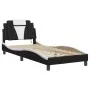 Bed frame with LED synthetic leather black white 80x200 cm by , Beds and slatted bases - Ref: Foro24-3213985, Price: 121,15 €...