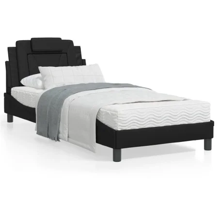 Bed frame with LED lights black synthetic leather 90x190 cm by , Beds and slatted bases - Ref: Foro24-3213987, Price: 148,68 ...