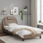 Estructura de cama con LED cuero sintético capuchino 90x190 cm