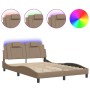 Estructura de cama con LED cuero sintético capuchino 120x200 cm de , Camas y somieres - Ref: Foro24-3214012, Precio: 190,58 €...
