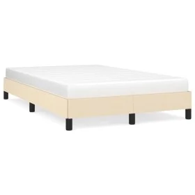 Cream fabric bed frame 120x190 cm by , Beds and slatted bases - Ref: Foro24-379487, Price: 94,77 €, Discount: %