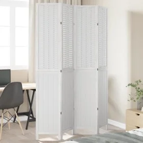 White Paulownia solid wood 4-panel dividing screen by , Room dividers - Ref: Foro24-358724, Price: 132,82 €, Discount: %