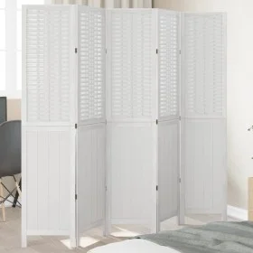 White Paulownia solid wood 5-panel dividing screen by , Room dividers - Ref: Foro24-358726, Price: 137,75 €, Discount: %