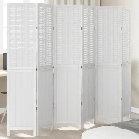 White Paulownia solid wood 6-panel dividing screen by , Room dividers - Ref: Foro24-358730, Price: 152,88 €, Discount: %