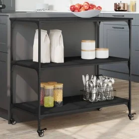 Schwarzer Küchenwagen aus Holzwerkstoff, 102 x 50 x 95 cm von , Küchen- und Speisewagen - Ref: Foro24-842321, Preis: 85,89 €,...