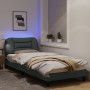 Estructura de cama con luces LED tela gris claro 80x200 cm