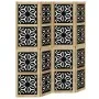 Trennwand 4 Paneele aus massivem Paulownia-Holz braun schwarz von , Raumteiler - Ref: Foro24-358801, Preis: 107,38 €, Rabatt: %