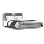 Bed frame with headboard LED lights Sonoma gray 120x190 cm by , Beds and slatted bases - Ref: Foro24-3210057, Price: 183,74 €...