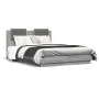 Bed frame with headboard LED lights Sonoma gray 120x190 cm by , Beds and slatted bases - Ref: Foro24-3210057, Price: 181,56 €...