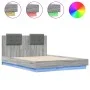 Bed frame with headboard LED lights Sonoma gray 120x190 cm by , Beds and slatted bases - Ref: Foro24-3210057, Price: 181,56 €...