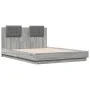 Bed frame with headboard LED lights Sonoma gray 120x190 cm by , Beds and slatted bases - Ref: Foro24-3210057, Price: 181,56 €...