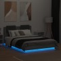 Bed frame with headboard LED lights Sonoma gray 120x190 cm by , Beds and slatted bases - Ref: Foro24-3210057, Price: 183,74 €...