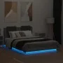 Bed frame with headboard LED lights Sonoma gray 120x190 cm by , Beds and slatted bases - Ref: Foro24-3210057, Price: 181,56 €...