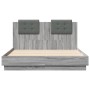 Bed frame with headboard LED lights Sonoma gray 120x190 cm by , Beds and slatted bases - Ref: Foro24-3210057, Price: 183,74 €...