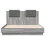Bed frame with headboard LED lights Sonoma gray 120x190 cm by , Beds and slatted bases - Ref: Foro24-3210057, Price: 181,56 €...