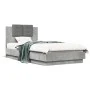 Concrete gray LED lights headboard bed frame 75x190 cm by , Beds and slatted bases - Ref: Foro24-3210069, Price: 154,63 €, Di...