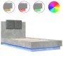 Concrete gray LED lights headboard bed frame 75x190 cm by , Beds and slatted bases - Ref: Foro24-3210069, Price: 154,63 €, Di...