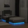 Concrete gray LED lights headboard bed frame 75x190 cm by , Beds and slatted bases - Ref: Foro24-3210069, Price: 154,63 €, Di...
