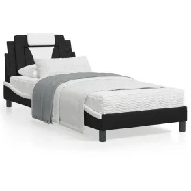 Bed with black and white synthetic leather headboard 80x200 cm by , Beds and slatted bases - Ref: Foro24-3208059, Price: 114,...