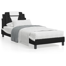 Bett mit schwarz-weißem Kunstlederkopfteil 80x200 cm von , Betten und Lattenroste - Ref: Foro24-3208059, Preis: 131,29 €, Rab...
