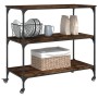 Carrito de cocina madera ingeniería roble ahumado 102x50x95 cm