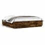 Bed frame with LED lights smoked oak wood 200x200 cm by , Beds and slatted bases - Ref: Foro24-3209587, Price: 186,69 €, Disc...