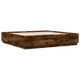 Bed frame with LED lights smoked oak wood 200x200 cm by , Beds and slatted bases - Ref: Foro24-3209587, Price: 194,43 €, Disc...