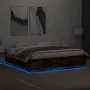 Bed frame with LED lights smoked oak wood 200x200 cm by , Beds and slatted bases - Ref: Foro24-3209587, Price: 186,69 €, Disc...